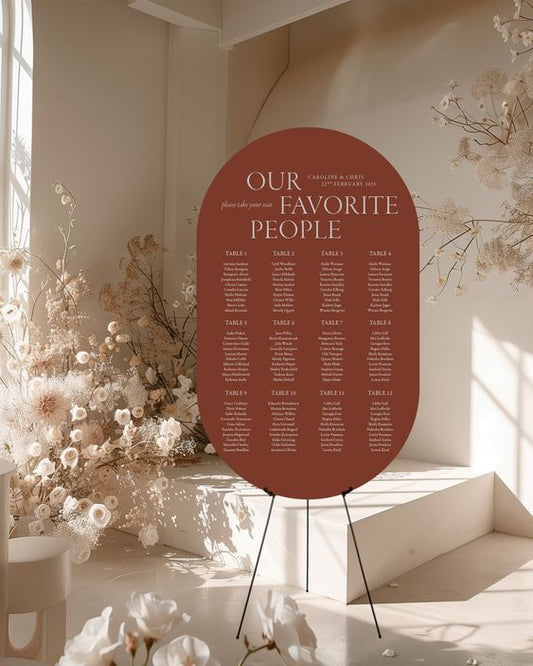 Oval Seating Chart Wedding Signage